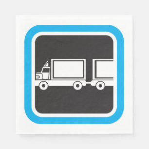 Semi-Truck and Trailer Blue Icon Napkin