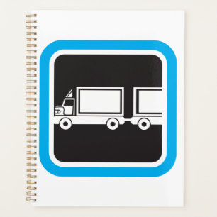 Semi-Truck and Trailer Blue Icon Planner