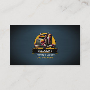 Semi Truck Blue Metallic Business Card