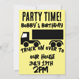 SEMI-TRUCK BOYS KIDS BIRTHDAY PARTY INVITATIONS