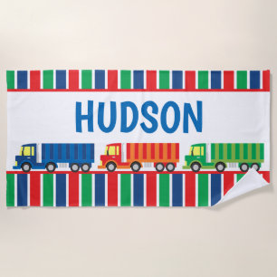 Semi Truck Convoy Personalized Beach Towel