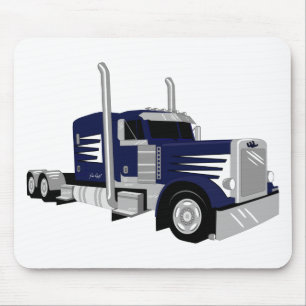 Semi Truck Dark Blue Mouse Pad