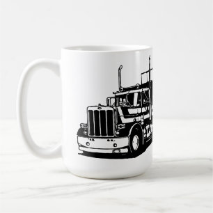 Semi Truck diesal Trucking Art ink drawing Coffee Mug