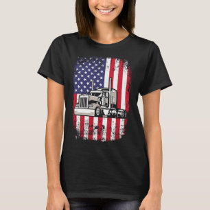 Semi Truck Driver 18 Wheeler Trucker USA American  T-Shirt
