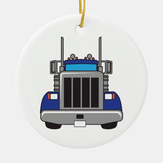 Semi Truck Front Ceramic Ornament (Front)