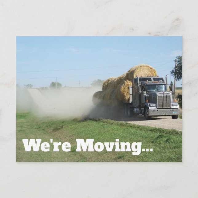 Semi Truck Hauling Hay Moving Holiday Postcard (Front)
