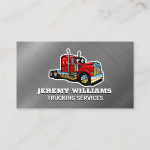 Semi Truck   Metallic Background Business Card