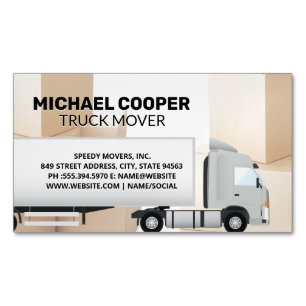 Semi Truck   Movers   Moving Boxes Magnetic Business Card