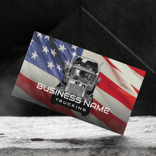 Semi Truck Professional Trucking American Flag Business Card