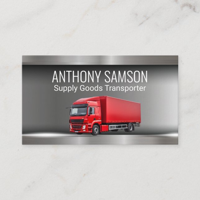 Semi Truck Trailer | Red Business Card (Front)