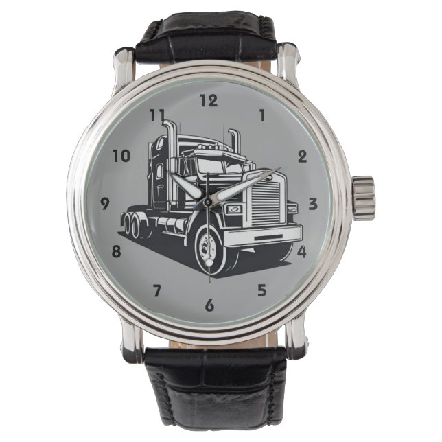 Semi Truck Transport Highway Cool Driver Watch (Front)