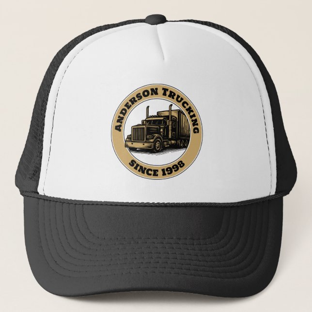 Semi Truck Trucking Template Trucker Hat (Front)