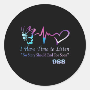Semicolon Butterfly Heartbeat Prevention Hotline Classic Round Sticker