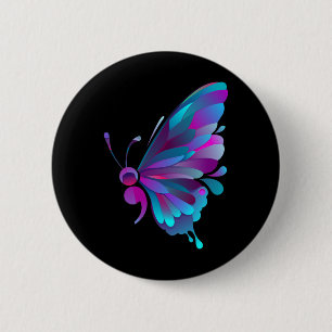 Semicolon Butterfly Semi-colon Tattoo Mental Healt 2 Inch Round Button