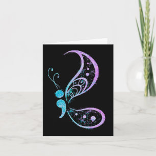 Semicolon Butterfly Semi-colon Tattoo Mental Healt Card
