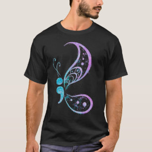 Semicolon Butterfly Semi-colon Tattoo Mental Healt T-Shirt