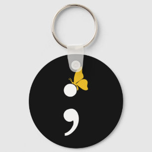 Semicolon Butterfly Suicide Depression Prevention  Keychain