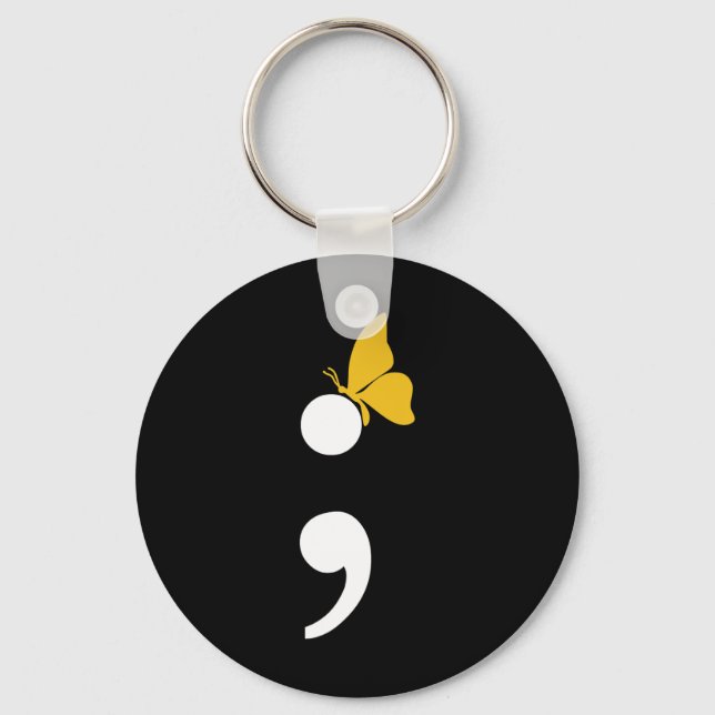 Semicolon Butterfly Suicide Depression Prevention  Keychain (Front)