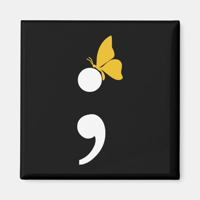 Semicolon Butterfly Suicide Depression Prevention  Magnet (Front)