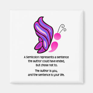Semicolon Butterfly Suicide Prevention Awareness Magnet
