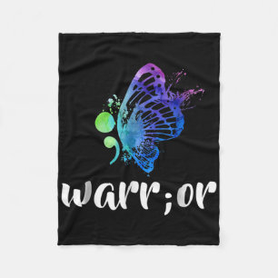 Semicolon Butterfly Suicide Prevention Awareness T Fleece Blanket