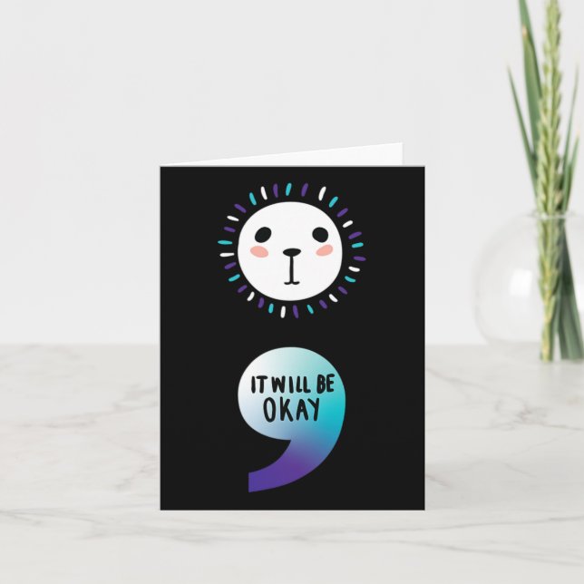 Semicolon Continue Mental Health Awareness Family  Card (Front)