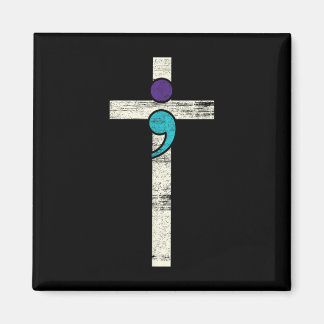 Semicolon Cross Mental Health Awareness Costume Wa Magnet