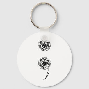 Semicolon Dandelion Suicide Prevention Awareness Keychain