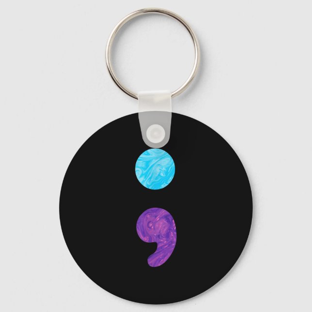 Semicolon depression prevention awareness week  keychain (Front)