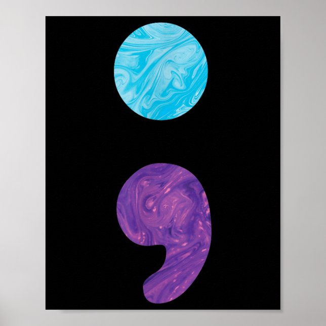 Semicolon Depression Suicide Prevention Awareness  Poster (Front)