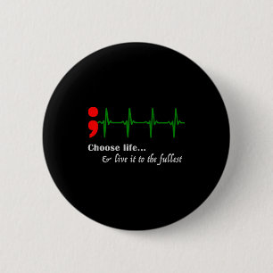 Semicolon Ekg Suicide Awareness Prevention 2 Inch Round Button