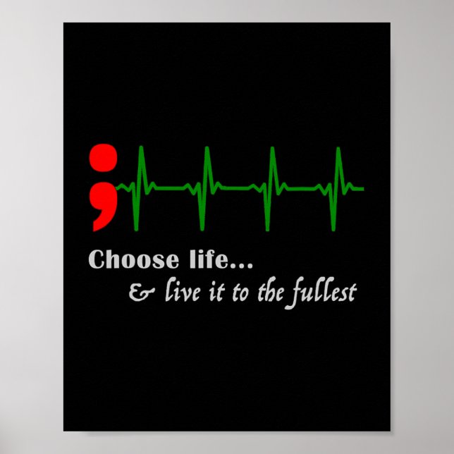 Semicolon Ekg Suicide Awareness Prevention  Poster (Front)
