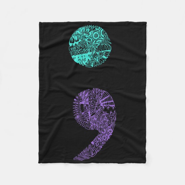 Semicolon Gift Suicide Prevention Awareness  Fleece Blanket (Front)