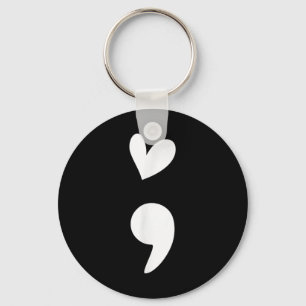 Semicolon Heart Anxiety Mental Health Awareness Keychain