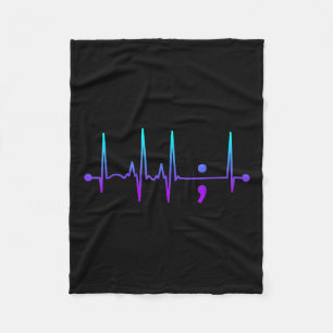 Semicolon Heart Beat Suicide Awareness Suicide Pre Fleece Blanket