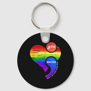 Semicolon Mental Health Awareness Shirt You Are Keychain
