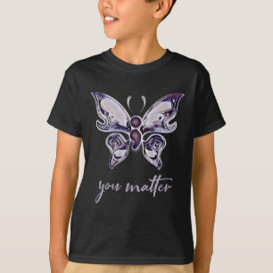Semicolon Project Depression Awareness Butterfly Y T-Shirt