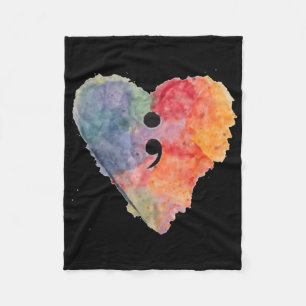 Semicolon Project Mental Health Awareness T Shirt Fleece Blanket