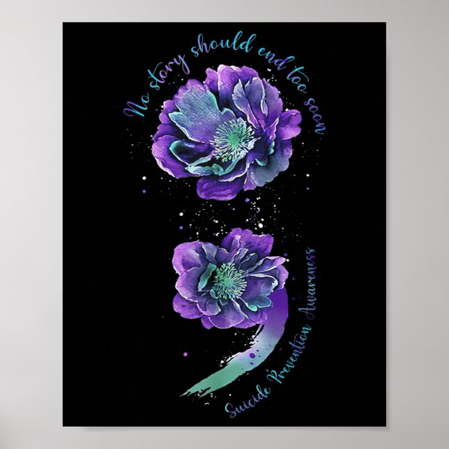 Semicolon Shirt Suicide Prevention Awareness Menta Poster (Front)