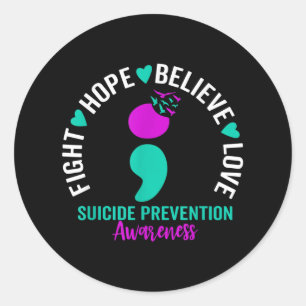 Semicolon Suicide Awareness Mental Health Suicide  Classic Round Sticker