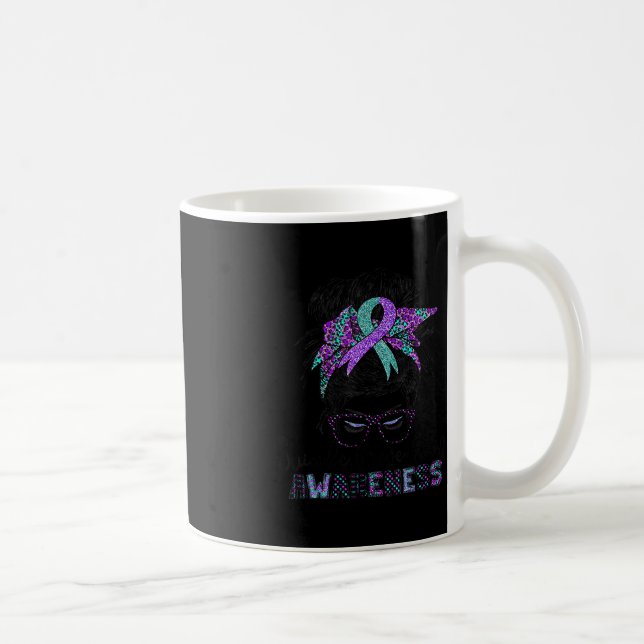 Semicolon Suicide Awareness Messy Hair Bun For Wom Coffee Mug (Right)
