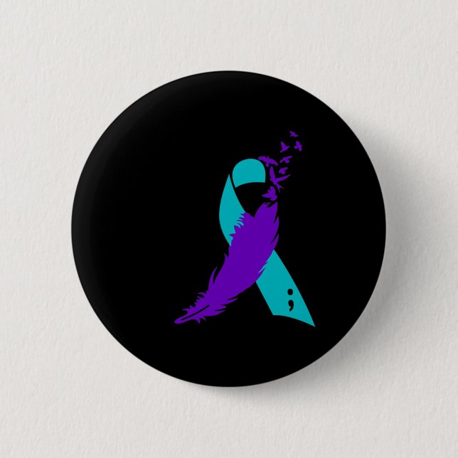 Semicolon Suicide Awareness Ribbon  2 Inch Round Button (Front)