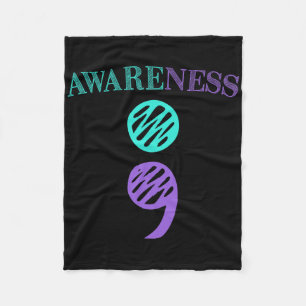 Semicolon Suicide Prevention Awareness 4  Fleece Blanket