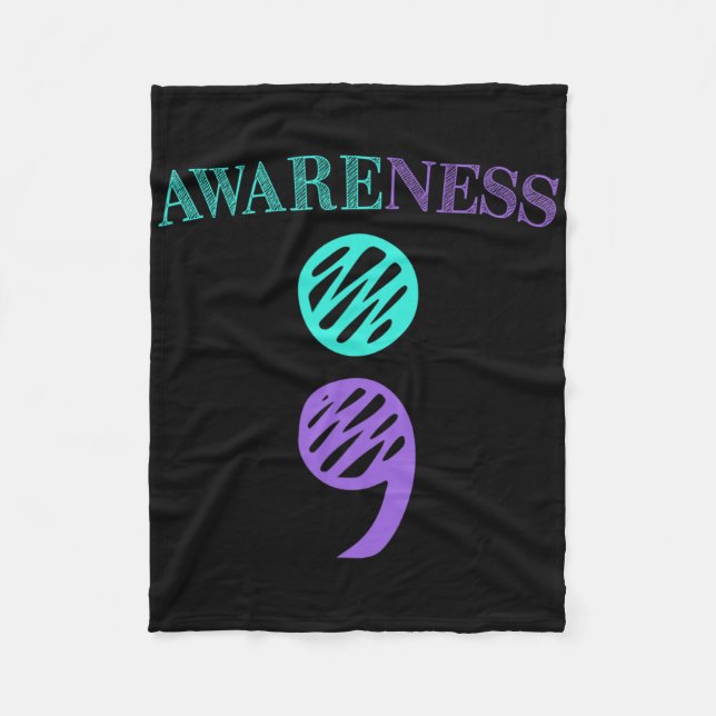 Semicolon Suicide Prevention Awareness 4  Fleece Blanket (Front)