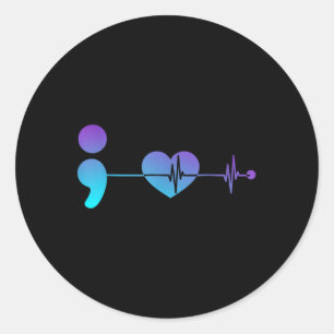Semicolon Suicide Prevention Awareness  Classic Round Sticker