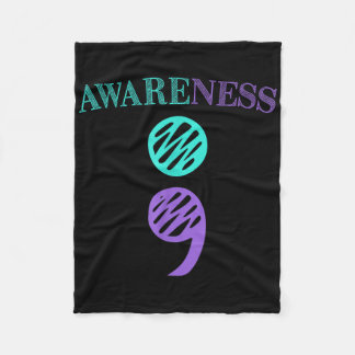 Semicolon Suicide Prevention Awareness Fleece Blanket