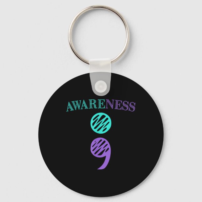Semicolon Suicide Prevention Awareness  Keychain (Front)