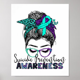 Semicolon Suicide Prevention Awareness Messy Bun W Poster