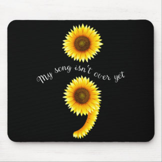 Semicolon Sunflowe Spreading Mental Health Awarene Mouse Pad