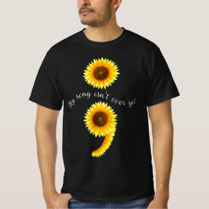 Semicolon Sunflowe Spreading Mental Health Awarene T-Shirt